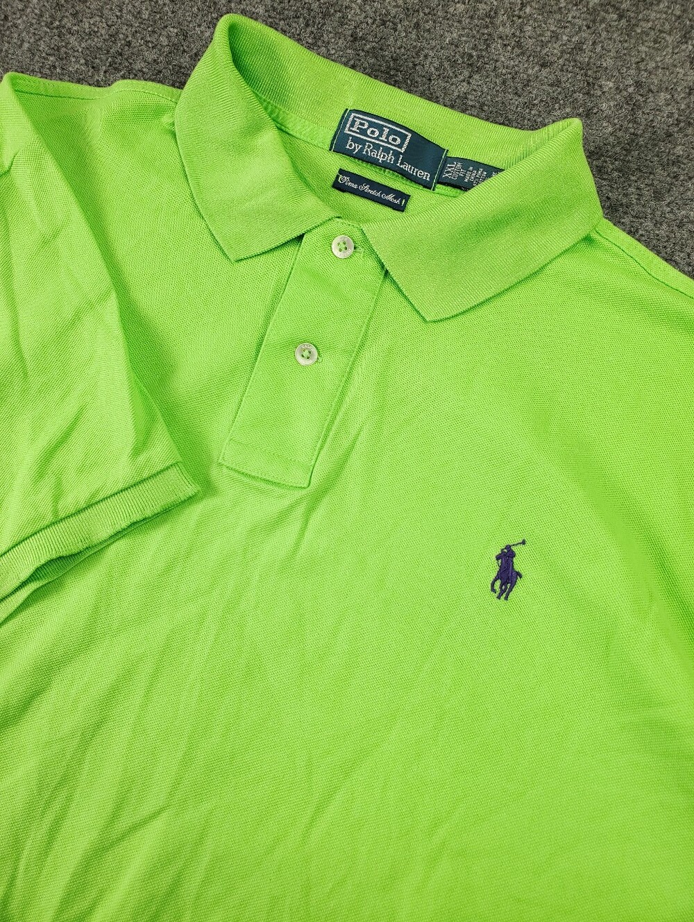 Polo Ralph Lauren Pima Stretch Mesh Polo Shirt Mens 2XL Neon Green Custom Fit